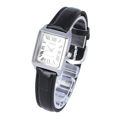 Casio Standard Cheap Casio Women's Quartz Watch with Brass and Leather Strap, Black and Silver, LTP-V007L-7B1 [Parallel Import]