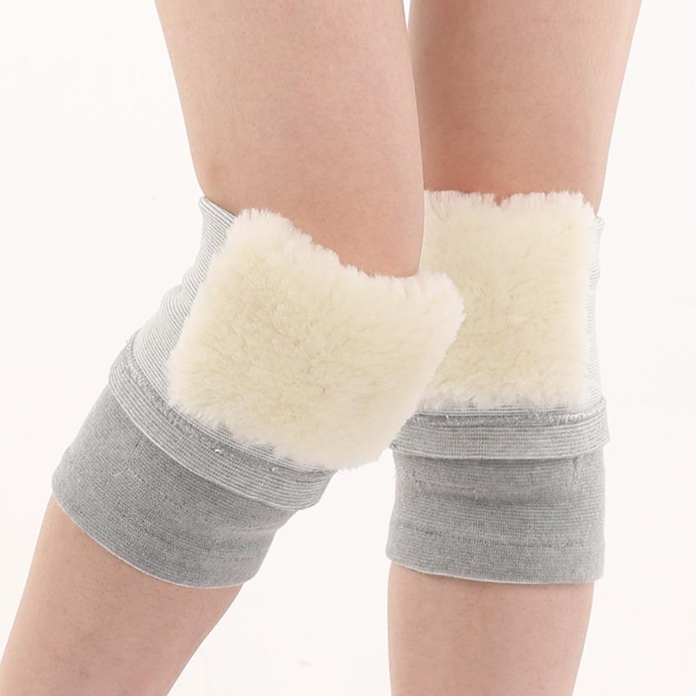 

Plus Velvet Warm Knee Sleeve Thickened Leg Sleeves Universal Winter Knee Pads Unisex Grey L(Sleeve)