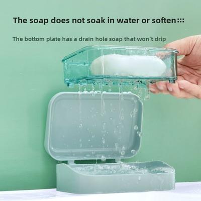 Creative Clamshell Soap Box Simple Transparent Plastic Drain Box Household Dormitory Soap Box Toilet Balcony Bathroom Baños