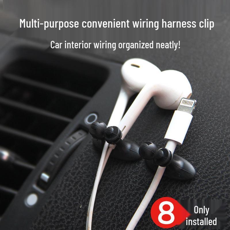 Eight-piece Multifunctional Cable Tie Upgrade: Car Console, Earphone, Charging Cable Organizer & Ribbon Clip