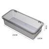 Flatware Tray with Lid and Drainer Dustproof Transparent Fashionable Silverware Countertop Storage Container for