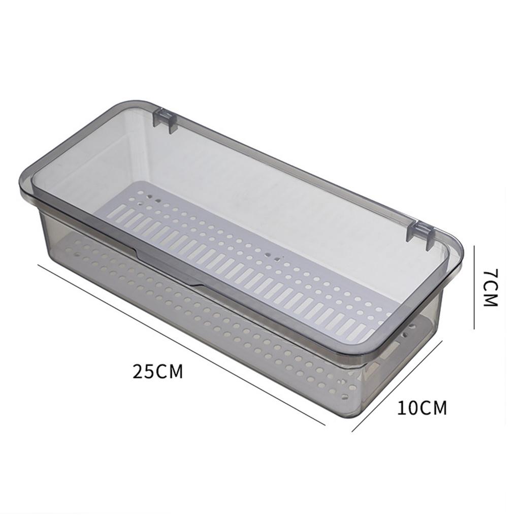 Flatware Tray with Lid and Drainer Dustproof Transparent Fashionable Silverware Countertop Storage Container for