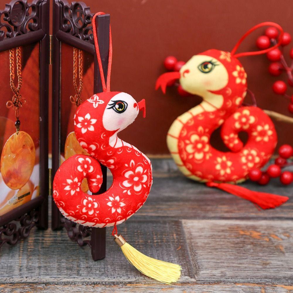 Tassels Snake Mascot Hangings Flower 2025 New Year Toys Lovely Snake Dolls Pendant  Students