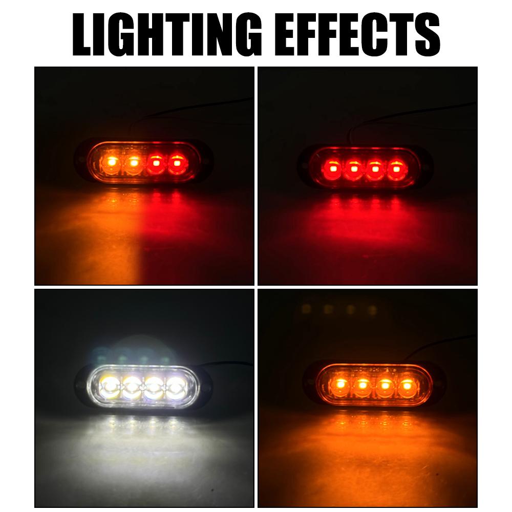 Universal DC 12V 24V Car Truck Trailer Beacon Lamp LED Side Light 4LED Waterproof Warning Light Marker Light