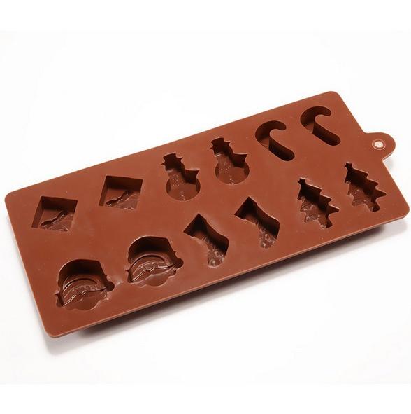 Neue Weihnachten DIY Silikonform Silikon Kuchenform Silikonform Schneemann Weihnachtsbaum Zauberstab Socken, Choc