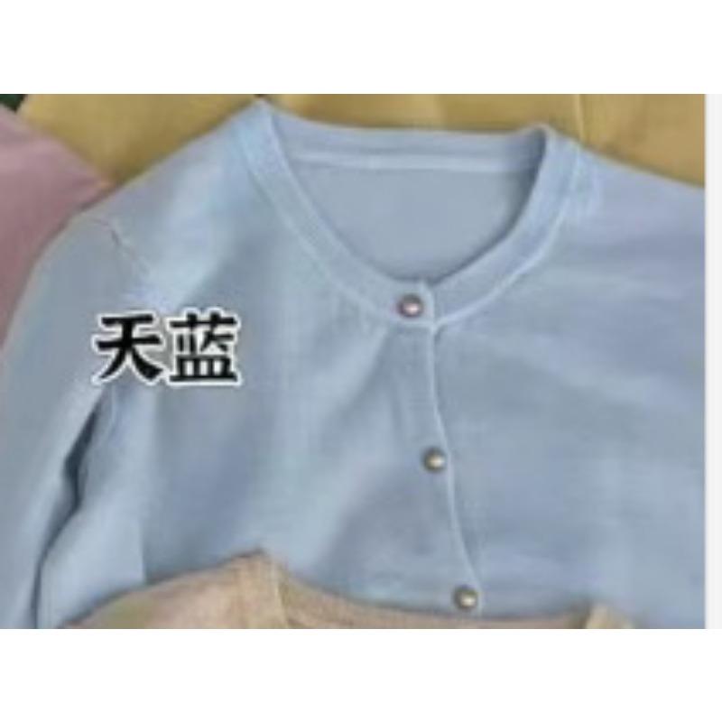 Solid color crew neck knitted cardigan women's spring and autumn new design sense long sleeve sweater jacket top trendy