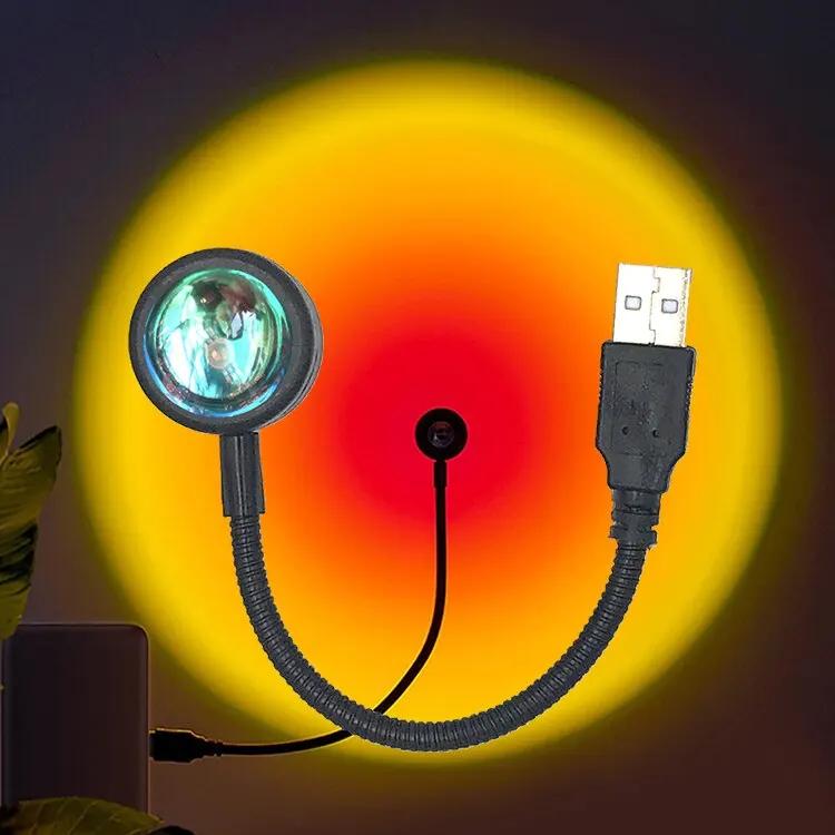 USB Sunset Lamp LED Rainbow Neon Night Light Projector Photography Wall Atmosphere Lighting for Bedroom Home Room USB Sunset Lam