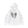Cross-border Spider Web Heart Print Fleece-Lined Hooded Cardigan