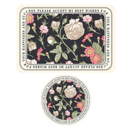 2Pcs Vintage Flower Placemat Waterproof Heat-Resistant Non-slip PVC Heat Insulation Rectangle Round Dining Table Protection Decoration