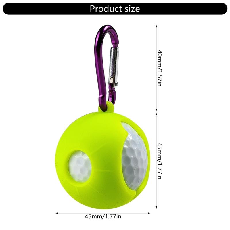 Single Balls Protective Case Golf Balls Protector with Aluminum Hook Golf Balls Sleeve Silicone Golf Balls Clip Holder