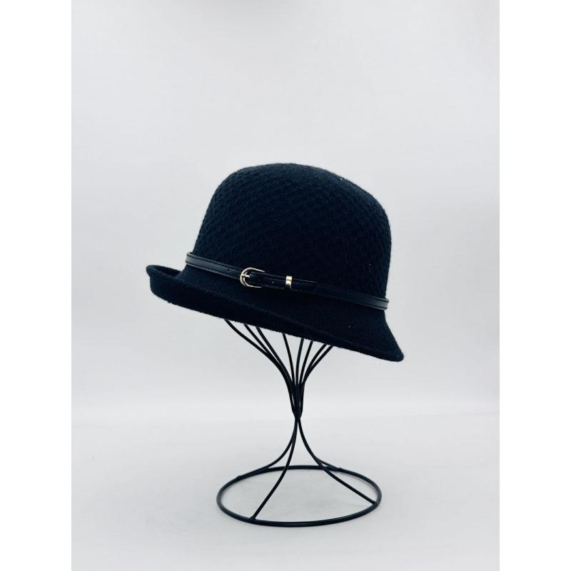 Autumn and winter basin hat wool hat bucket hat autumn and winter elegant and elegant temperament leather buckle new knitted versatile and elegant