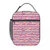 Black Striped And Cartoon Flamingo Insulated Lunch Bag for School Cooler Thermal Food Box Tote Leakproof Lunch Boxes Container