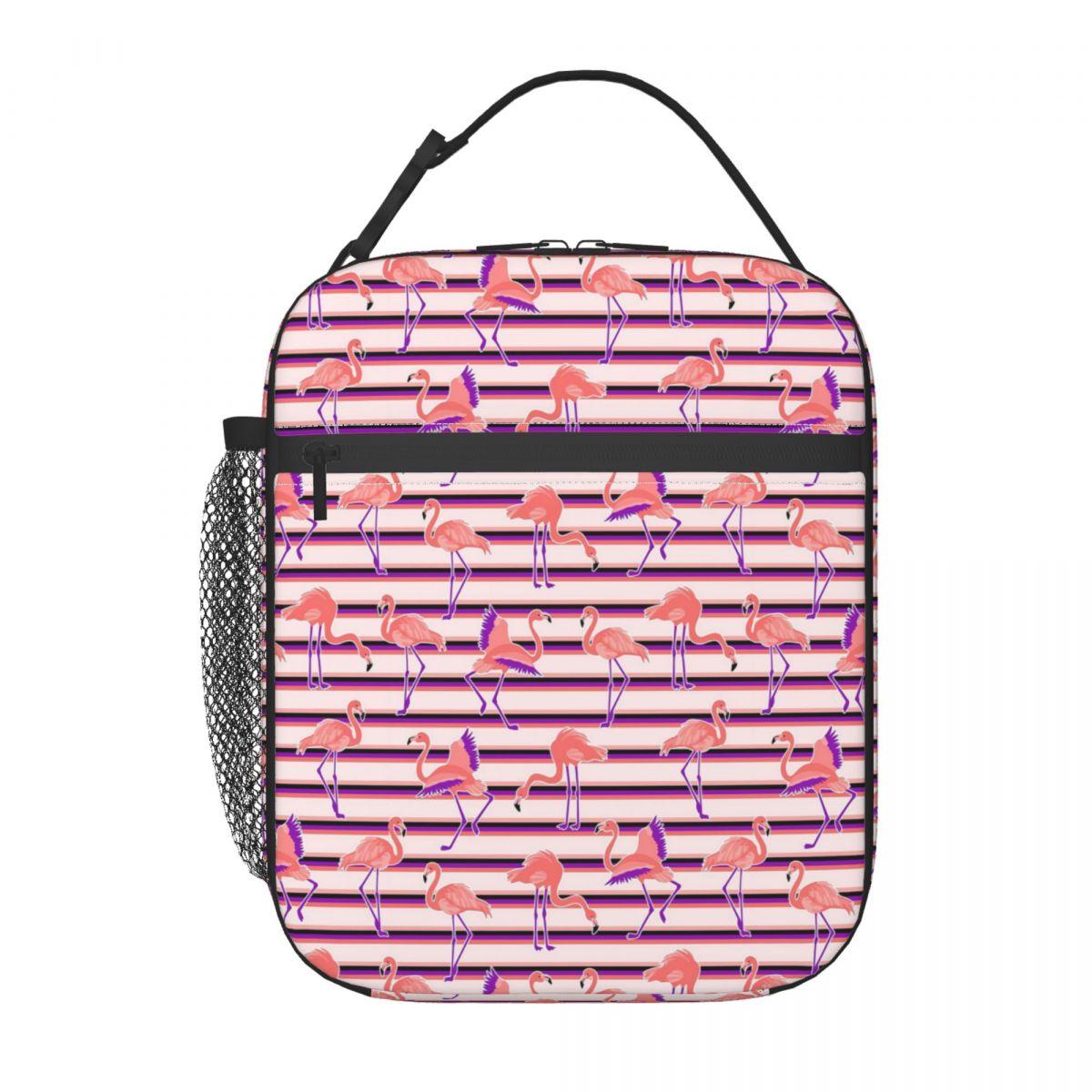 

Black Striped And Cartoon Flamingo Insulated Lunch Bag for School Cooler Thermal Food Box Tote Leakproof Lunch Boxes Container One Size