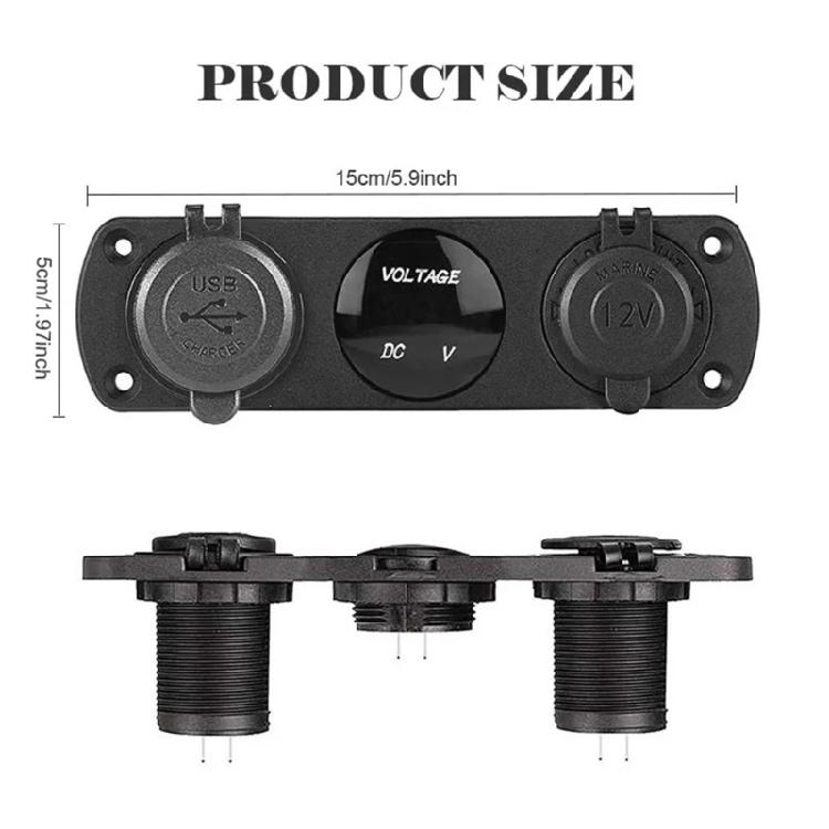 Socket Charger 12-24V Voltmeter for Car Motocycle Truck Marine Double USB Car Charger Adapter Fast Mobile Power Adapter