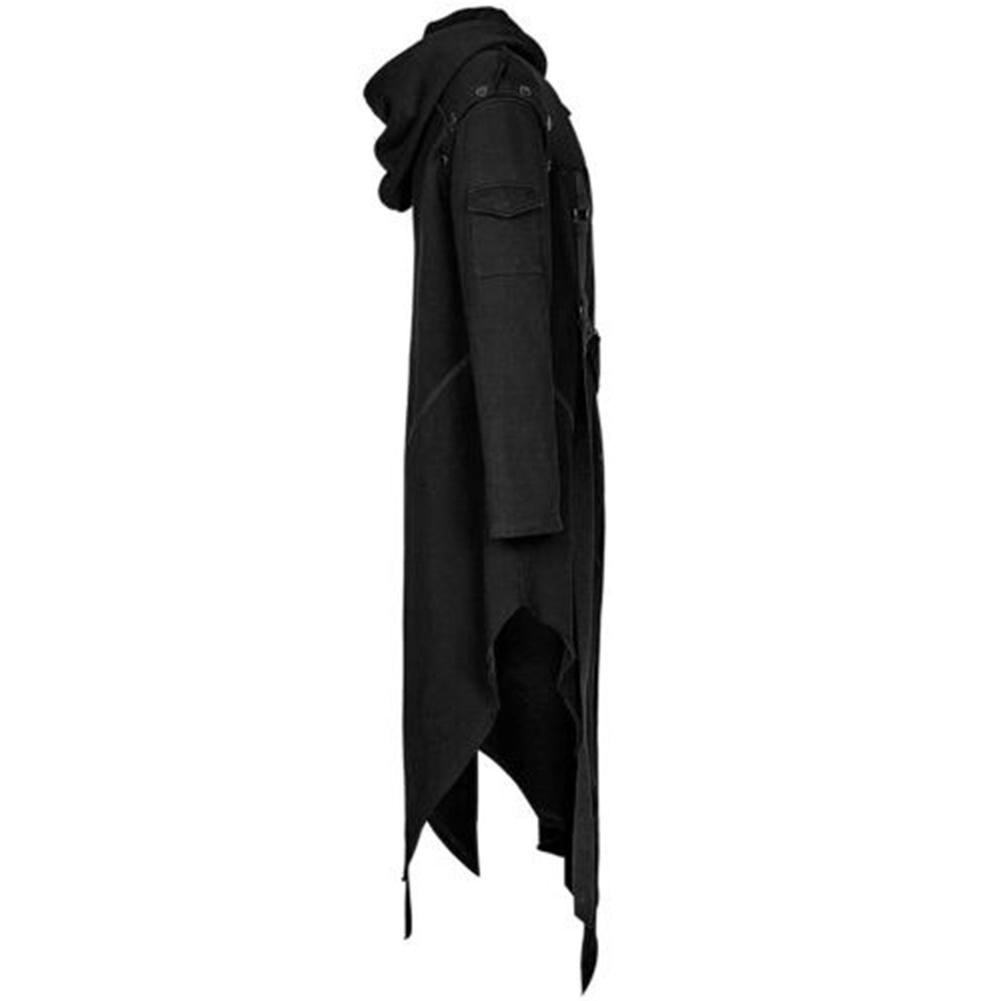 Men Irregular Cosplay Costumes Punk Gothic Steampunk Long Sleeve Hooded Street Punk Vintage Jackets Irregular Trench Coat New