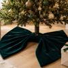 Red Bow Design Tree Base Cover Velvet Xmas Tree Skirt Large Ornament Tree Base Mat  Shopping Mall