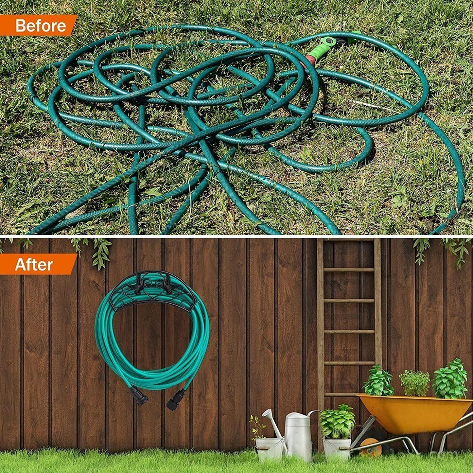 Metal Garden Hose Holder Hanger Easy to Install Heavy Duty Wall Mount Bracket for Terrace