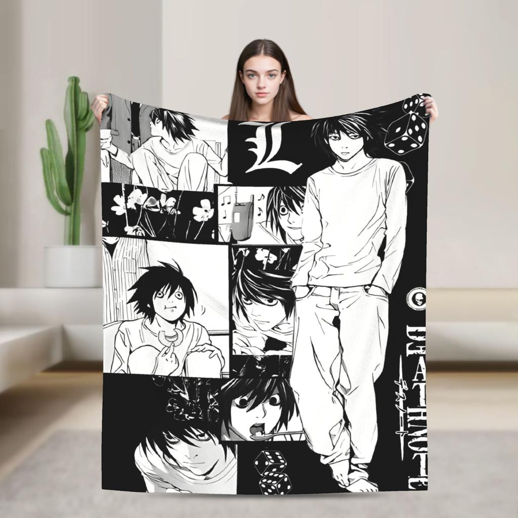 Death Note Manga Anime TV Show Poste Blanket Soft Street Trend Plush Throw Blanket For Bedroom Flannel Bedspread Bed Cover