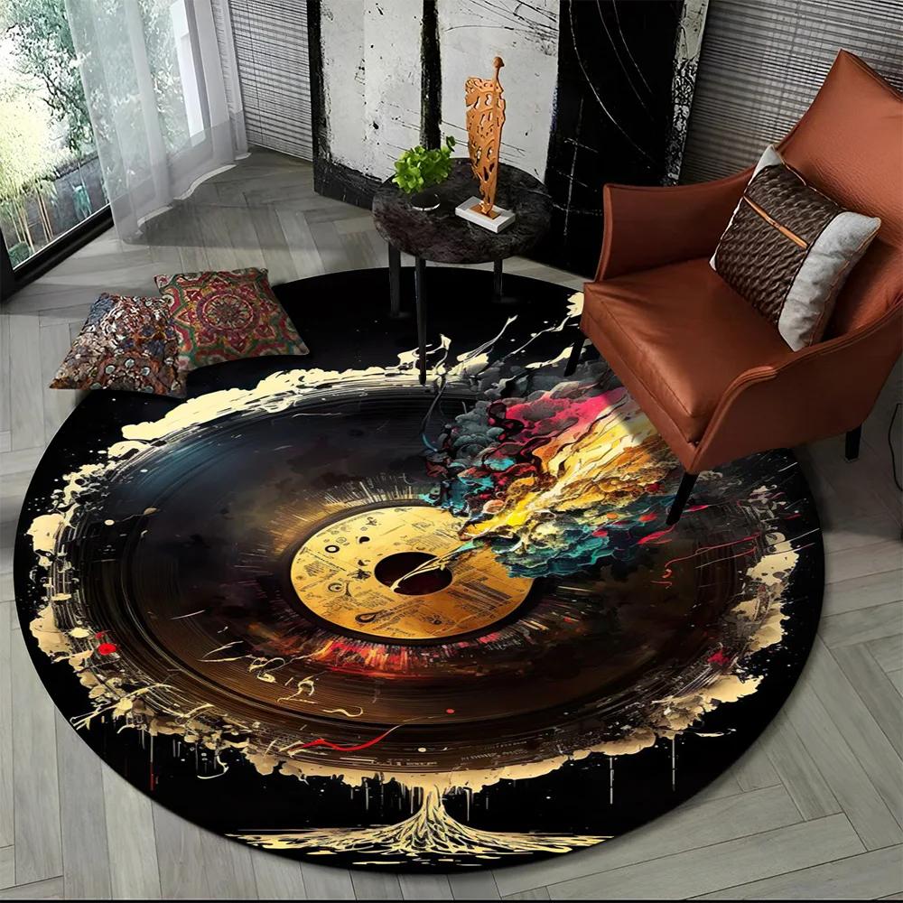 Colorful Musical Note Music Score Cartoon Round Carpet Rug for Living Room Bedroom Kids Playroom Decor,Pet Area Rug Non-slip Mat