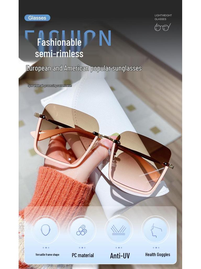 2025 Trendy Women's Large Square Sunglasses - Korean Style, Anti-UV, Face Slimming Design