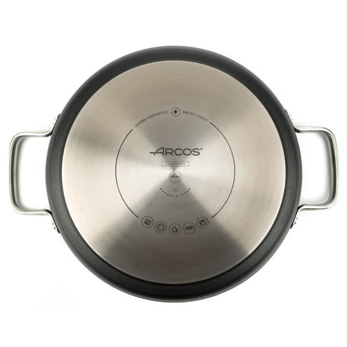 Arcos samoa - sauteuse anti-adhésive en aluminium forge avec couvercle en verre (28 mm)