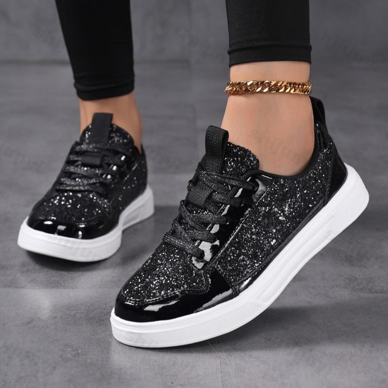Fashion Spring 2025 New Style Shiny Fashion Trend Thick Sole Casual Sports for Women Comfortable Shallow Mouth Lace Up Platform sneakers