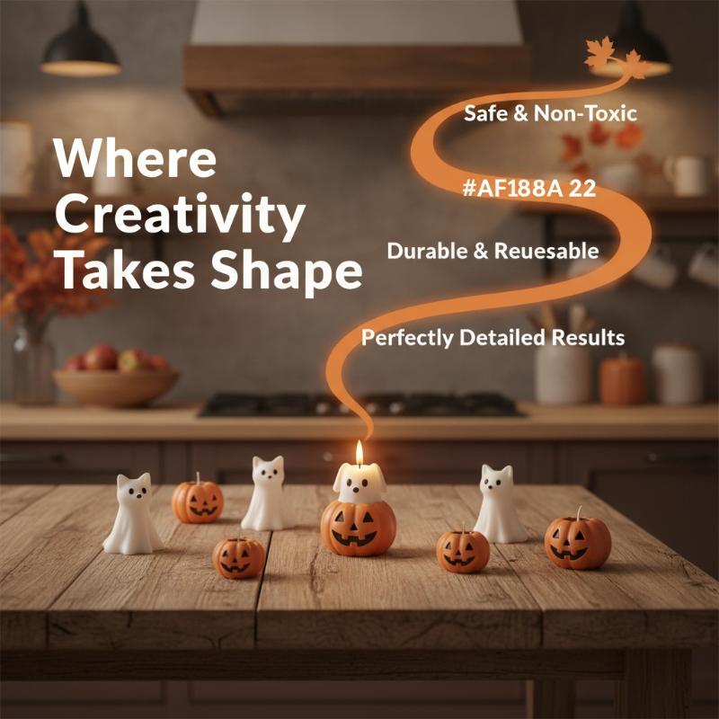 Diy Halloween Candle Spook Puppy Cat Silicone Mold Cute Ghost Plaster Casting Decoration Mould Aroma Candles Making Supplies