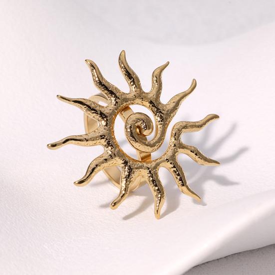 Middle Finger Ring Sun Pattern Open Adjustable Fit Women Ring Stainless Steel Texture Sun God Symbol Energy Vitality Jewelry Gift