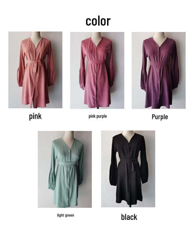 Yiduo Duo Girls' Wavy Lantern Sleeve Pleated Cardigan Dress - YT1023