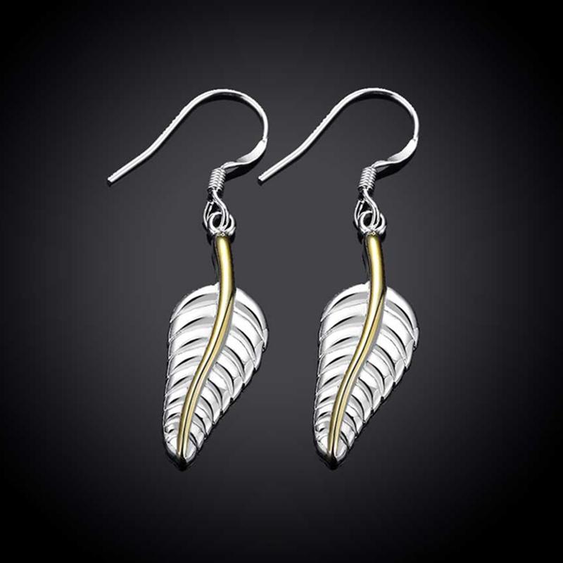New Arrival 925 Silver Feather Drop Earring For Women Wedding Jewelry