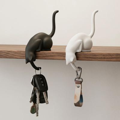 Cute Cat Key Holder 3D Printed Cat Figurine Kitty Paw Key Hanger for Wall Shelf Entryway Tabletop
