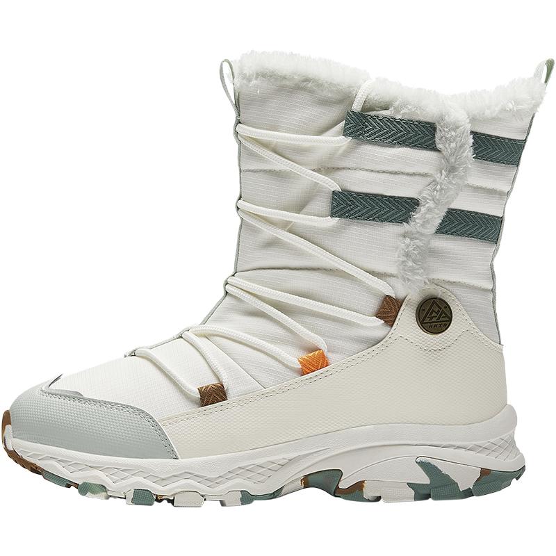 Anta Kids Trendy Fashion Thickened Warm High-Top Boots Kids Boots Ivory-White White Gray A22446923-1