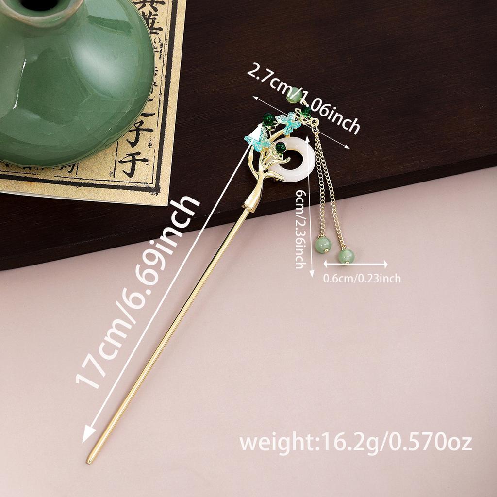 New Chinese Leaf Tassel Tassel Ancient Style Hairpin Simple Court Style Flower Butterfly Pearl Hanfu Hairpin Female