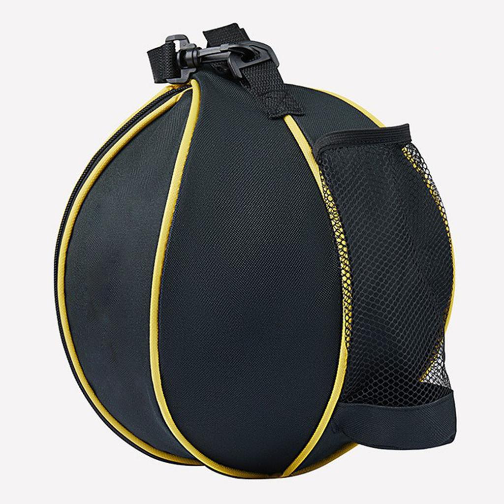 Basketball Bag Oxford Cloth Wear Resistant 1 Shoulder Ball Bag with Mesh Pocket for Outdoor Sports Black