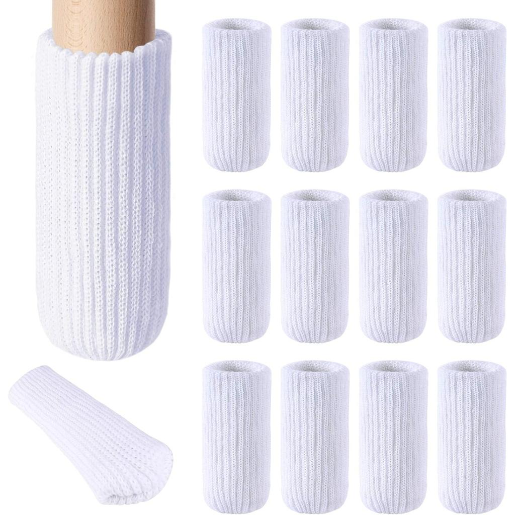 Furniture Leg Socks - Coffee Knitted Furniture Socks, Double Thickness Chair Leg Floor Protectors, High Elastic Chair Leg Covers Furniture Caps Set