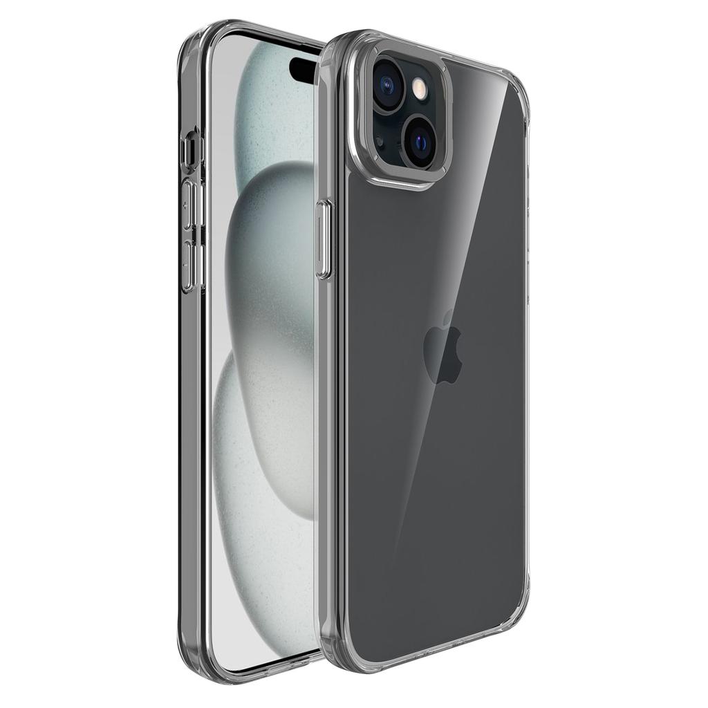 For iPhone 15 Case Shockproof TPU+PC Phone Back Cover with Metal Lens Kickstand