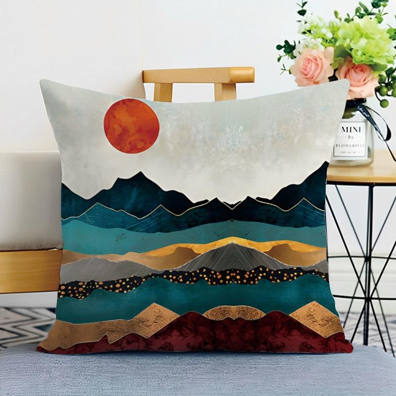 Simple Mountain Print Decorative Pillowcase Bedroom Living Room Square Cushion Pillowcase