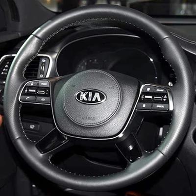 Hand Stitched Non-slip Car Steering Wheel Cover for Kia Sorento 2018  Black Leather Car Interior