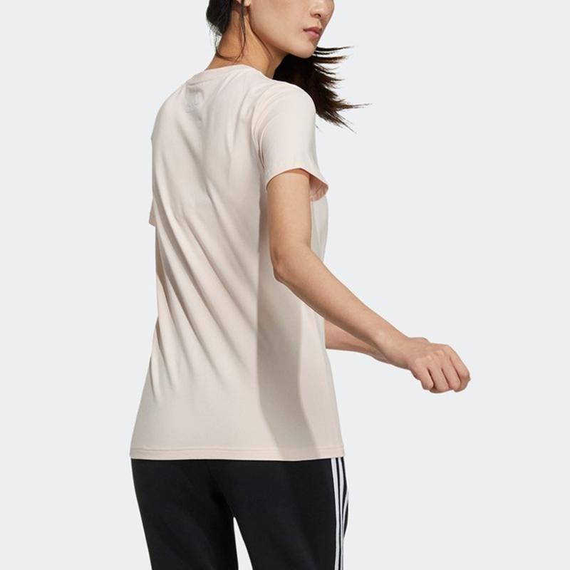 Adidas Foil Print Casual Sports Round Neck Short Sleeve T-Shirt Women Tops Pink GP0684