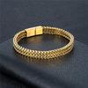 8MM 18K Vergoldete Coole Doppelte Panzerketten Armbänder für Männer Edelstahl Punk Quadratischer Magnetverschluss Männliche Pulseira