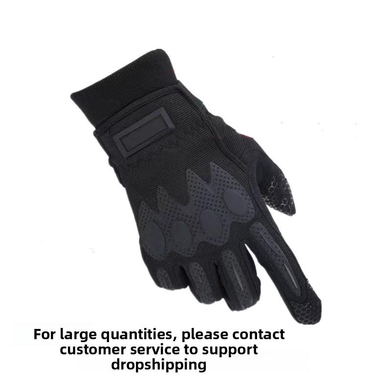 Full-Finger Gloves of Black Cycling Tactical Half-Finger Gloves Outdoor Training Field-Use Wear-Resistant Protective Gloves