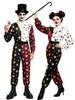 Dark Circus Clown Jumpsuit, Halloween Poker Card Print Bodysuit for Carnival & Cosplay Party