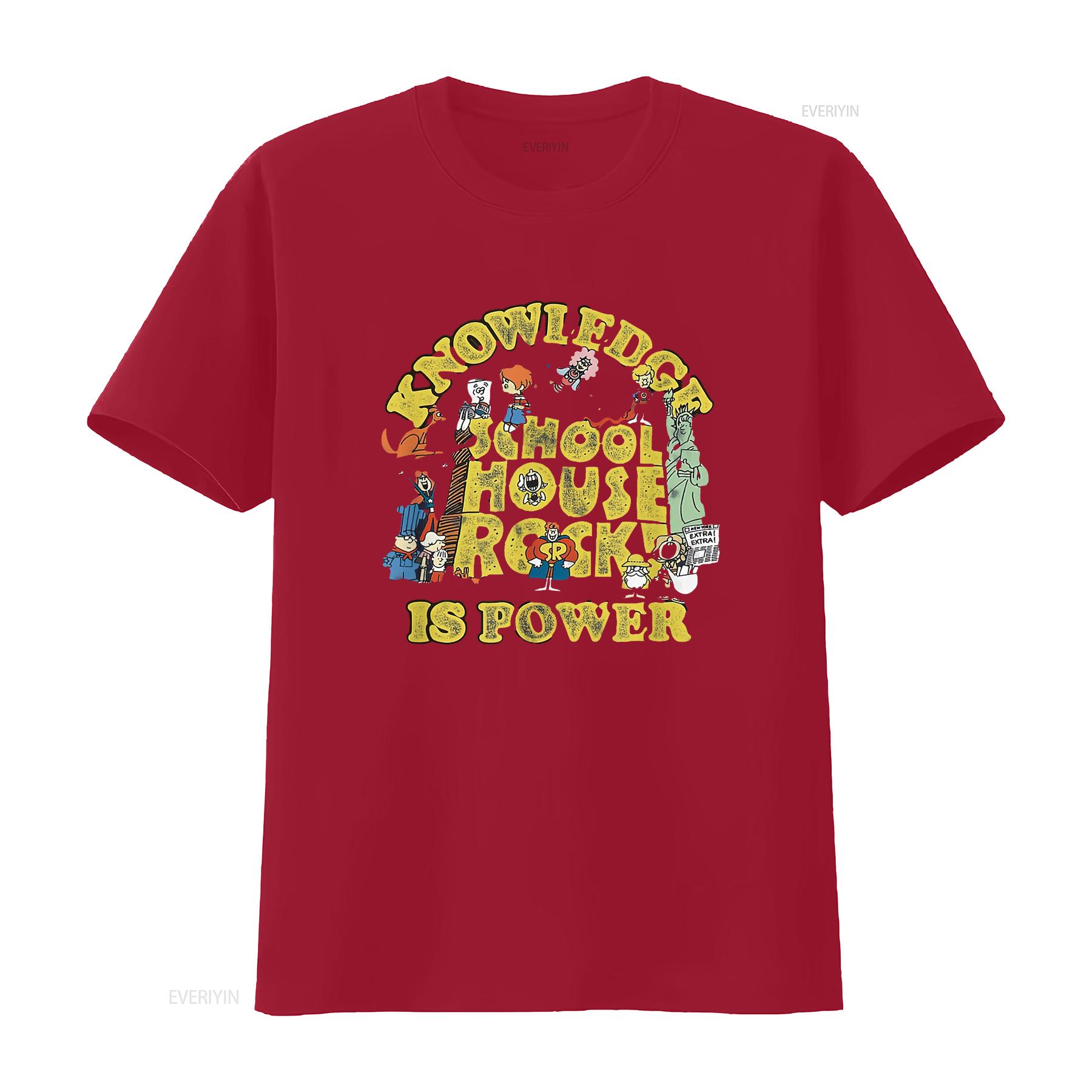 Schoolhouse Rock Knowledge Is Power Logo Group T Shirt vintage Washed Top For Everyday Wear Casual Stretched Breathable S