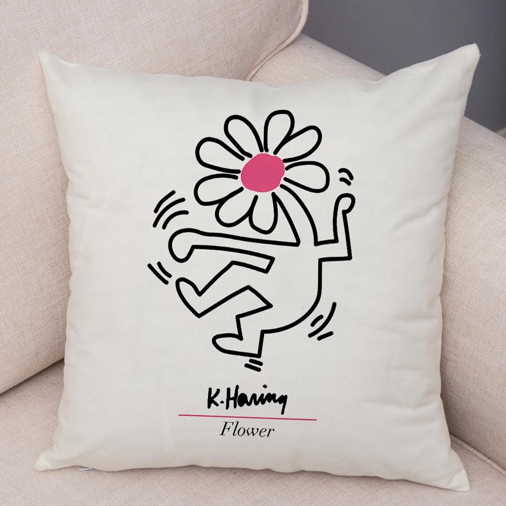 Nordic Style Plush Throw Pillow Case Abstract Keith Artwork Cushion Cover for Sofa Home Car Decor Geometric Art Print Pillowcase