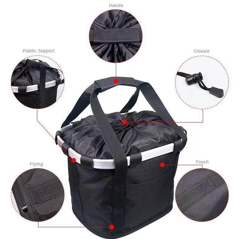 Aluminum Alloy Folding Bike Basket - Front Bag for Mountain Bikes