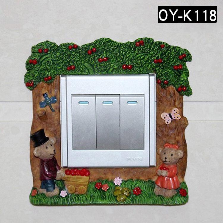 Creative Resin 3D Switch Stickers Living Room and Bedroom Wall Cartoon Switch Wall Stickers Decoration Protector Cover DIY