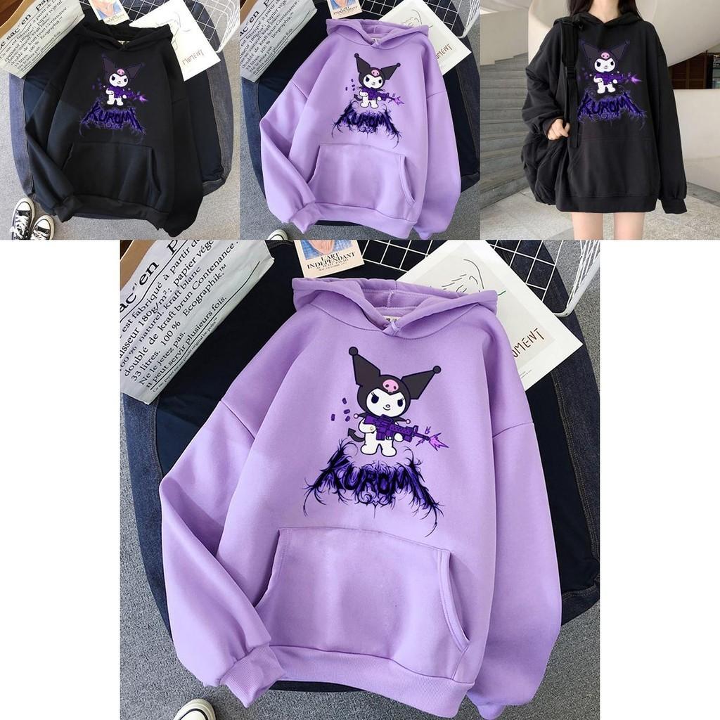 Felpa Kawaii Kuromi con Stampa Cartoon Grunge Gotica Punk per Moda Harajuku