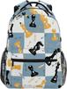 Schwarz Weiß Schachbrett Rucksack Kariert Schultasche Tagesrucksack Reise Wandern Camping Schule Laptoptasche