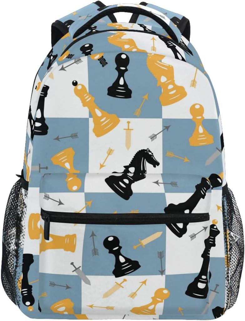 Schwarz Weiß Schachbrett Rucksack Kariert Schultasche Tagesrucksack Reise Wandern Camping Schule Laptoptasche