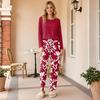 Damen Freizeit-Schlafanzug-Set mit Print, Rundhalsausschnitt und Lockerer Passform für Nachtwäsche und Loungewear
